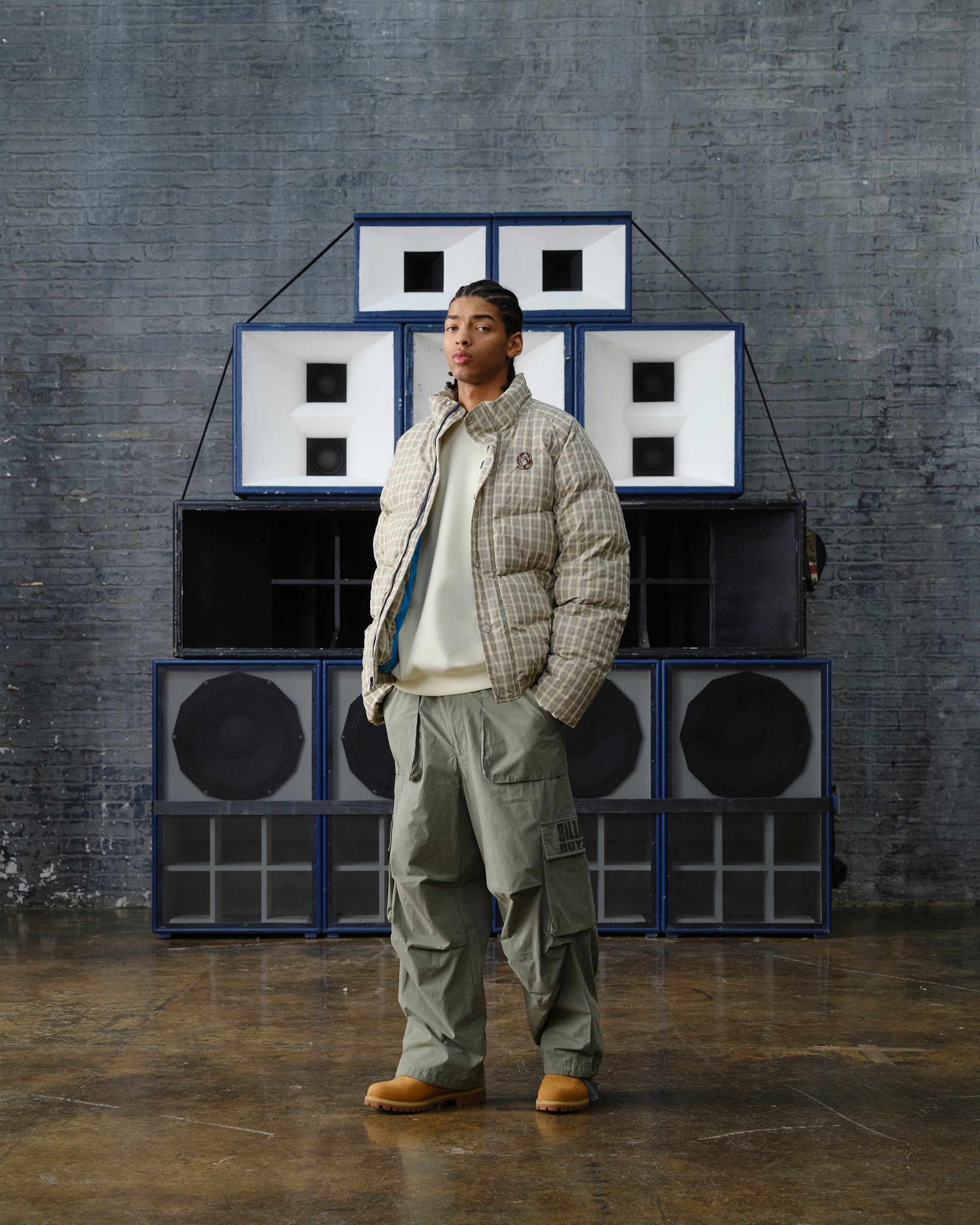 Script Nylon Check Puffer Jacket - Image 2