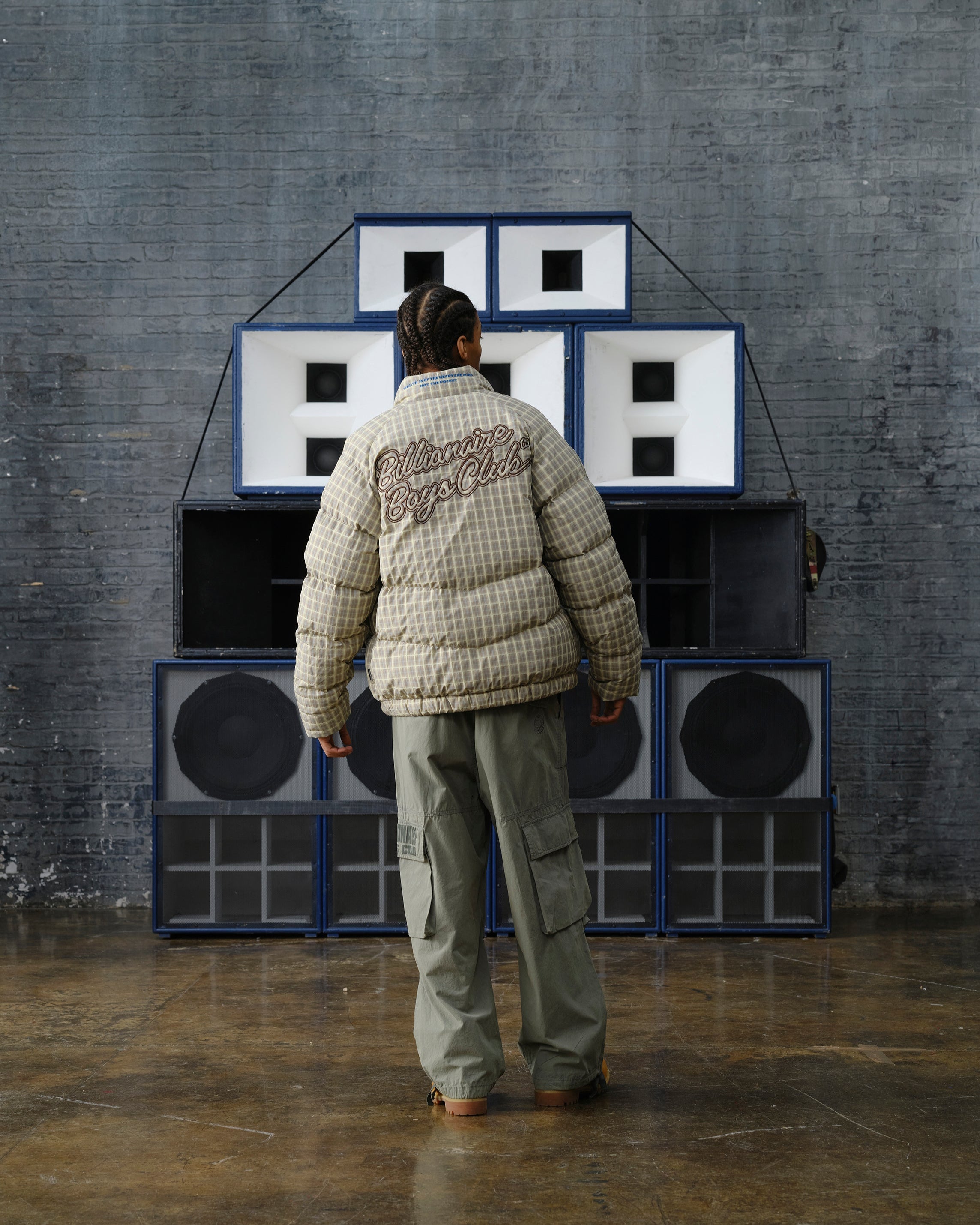 Script Nylon Check Puffer Jacket - Image 3