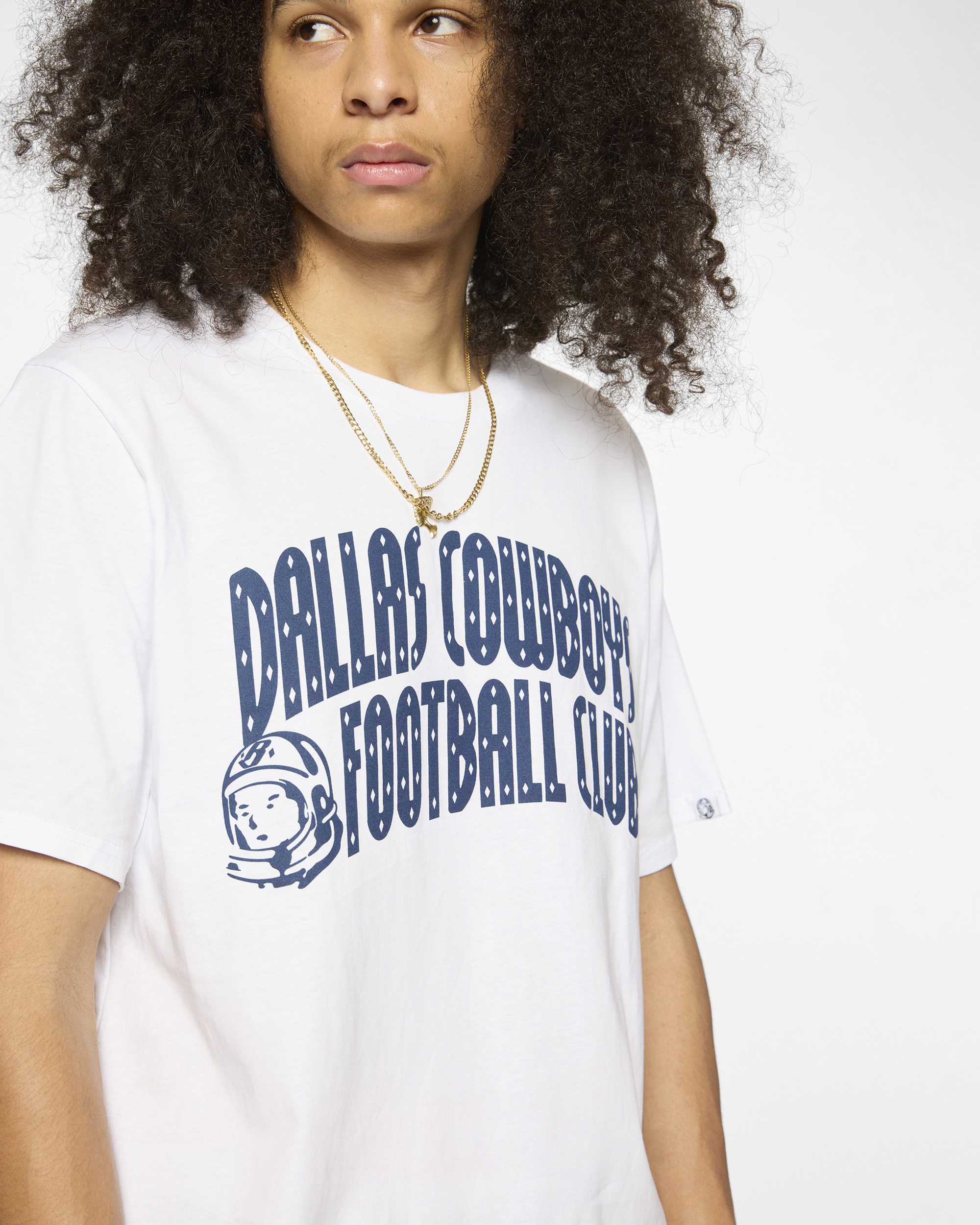 Dallas Cowboys Curve Logo SS White Tee - Image 5