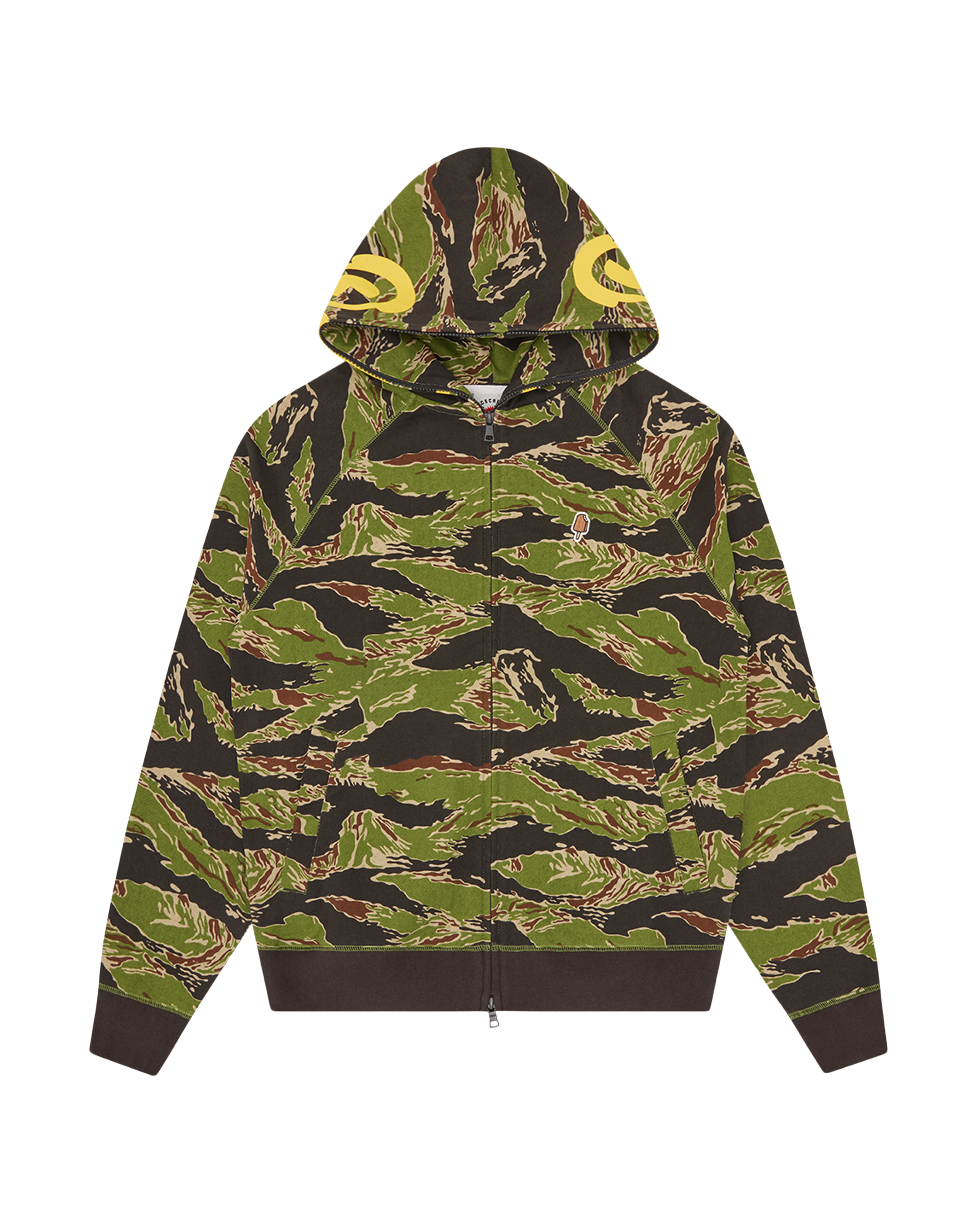 Smiley Tiger Stripe Full Zip-Through Hood