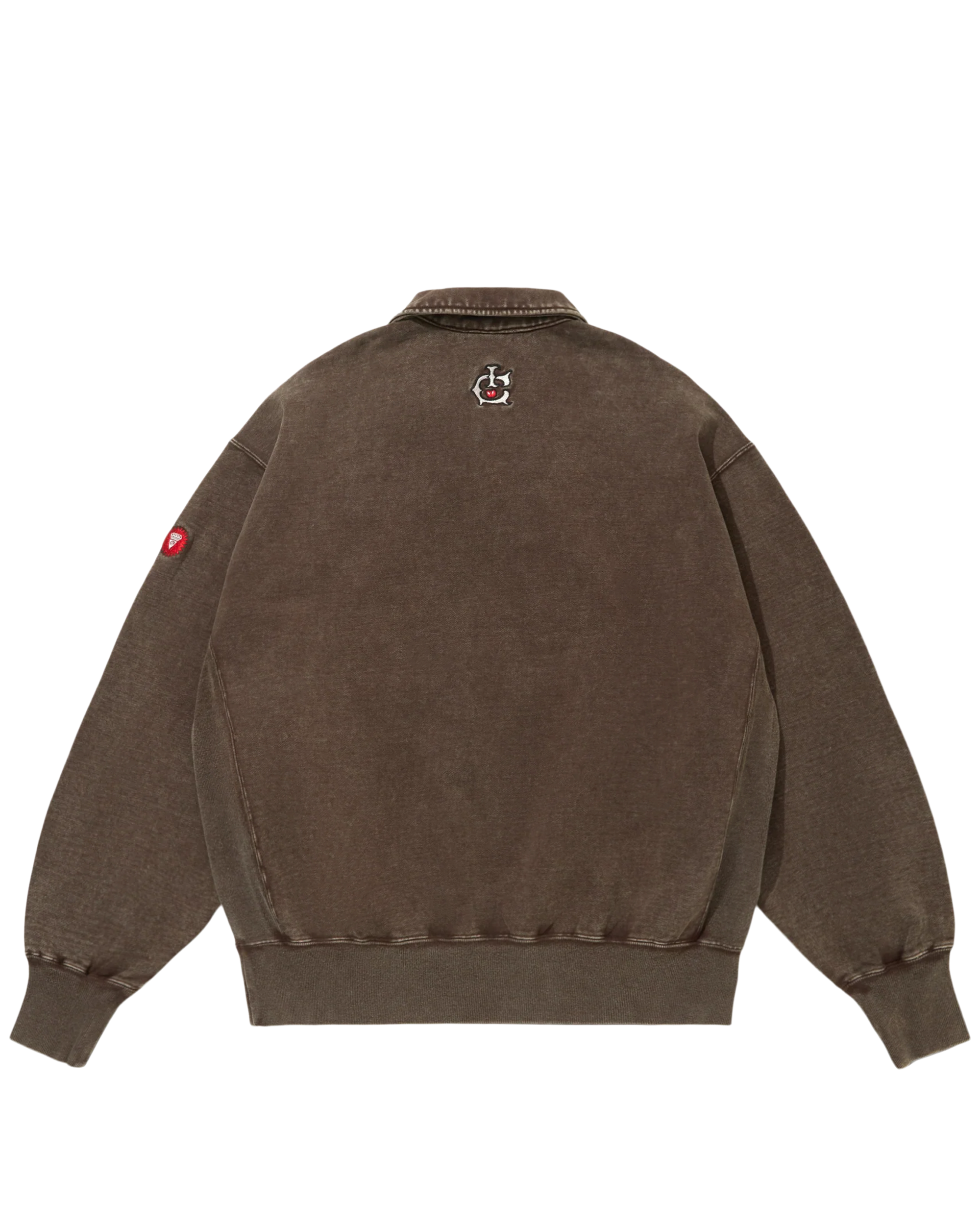 Emboridered Logo Damaged Half Zip Sweatshirt - Image 2