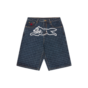 Womens Houndstooth Running Dog Jorts